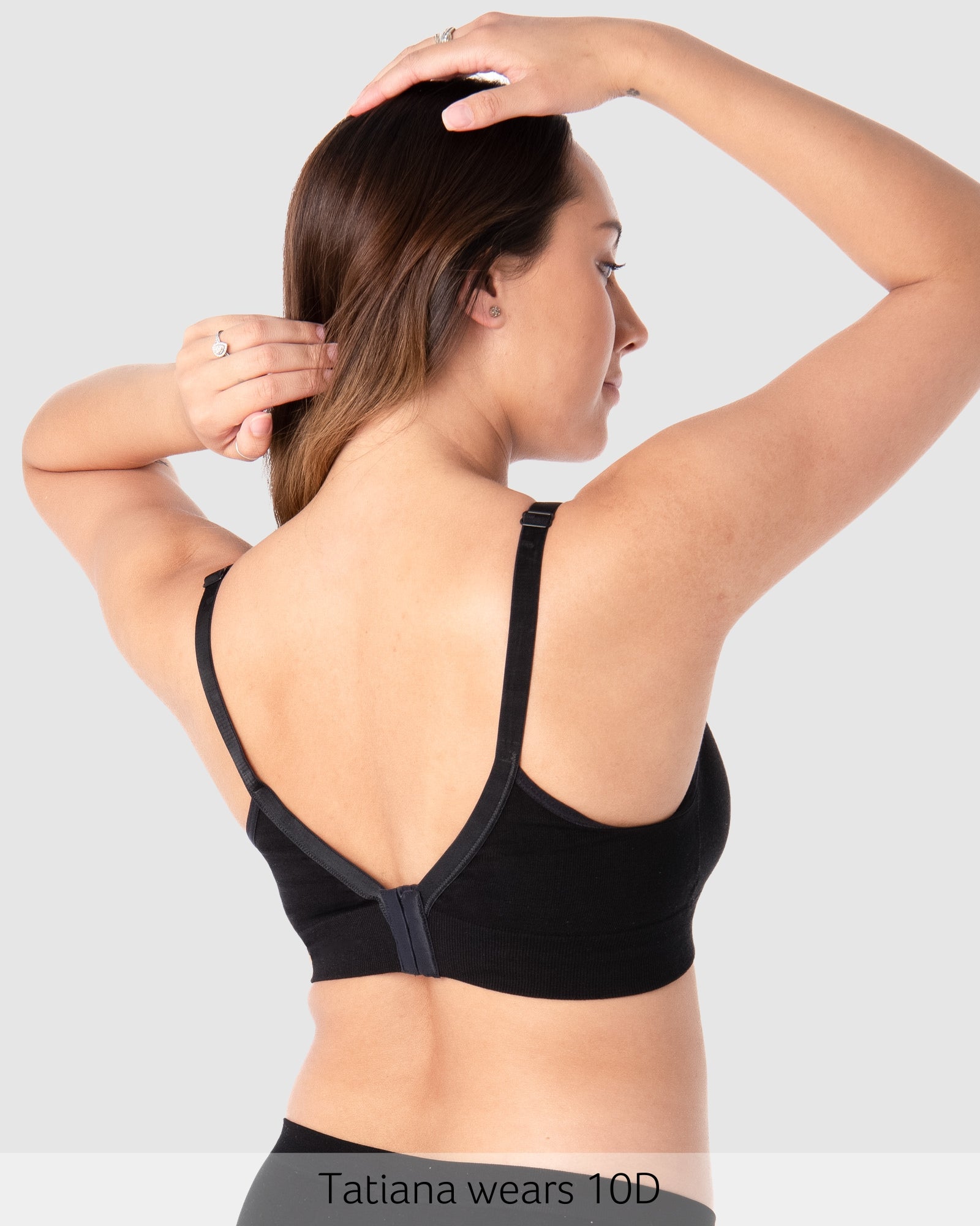 Back of Caress Bamboo Wirefree Nursing Bra in Black