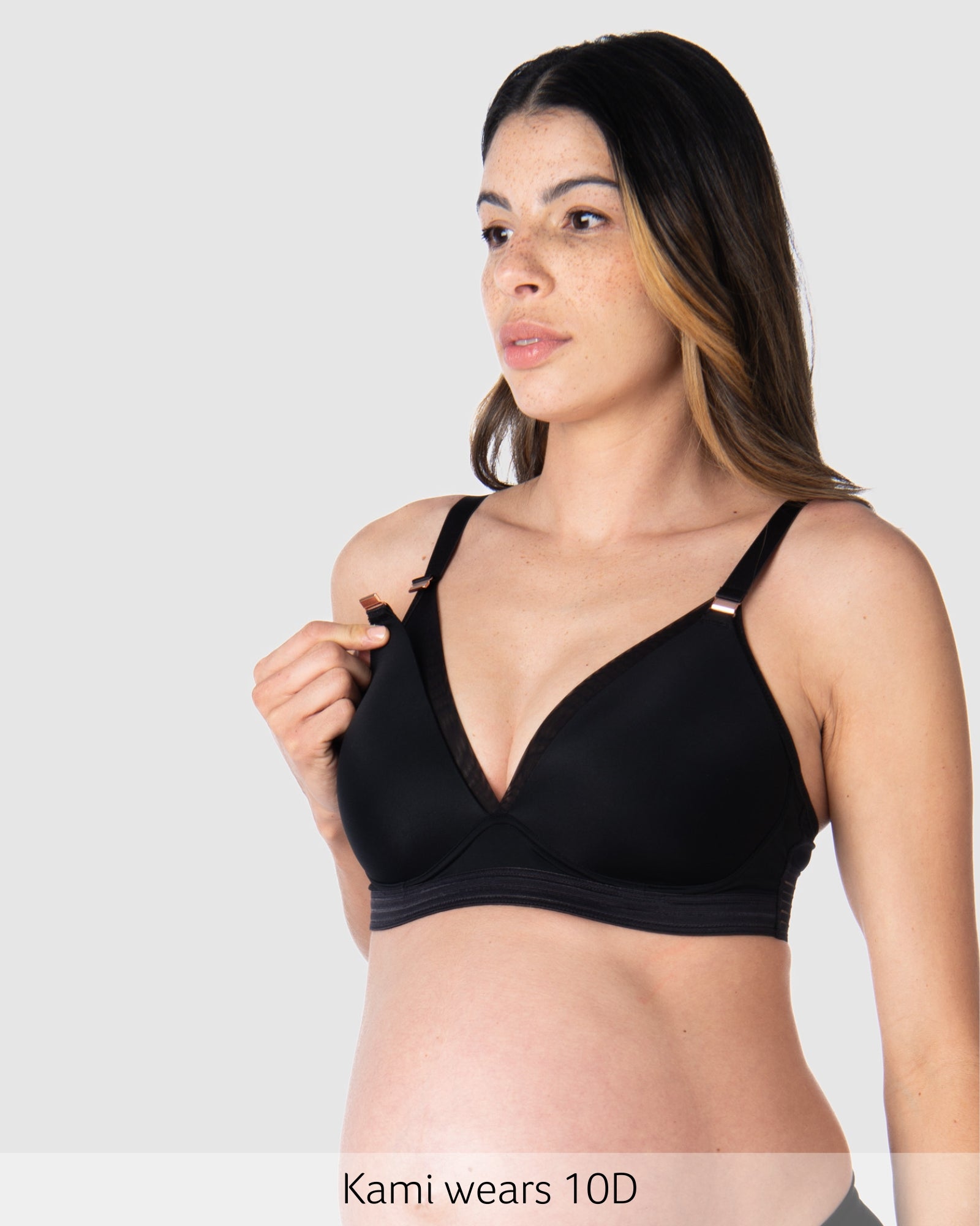 Rose Gold Magnetic Nursing Clip Featured on Ambition T-shirt Contour Nursing Bra in Black