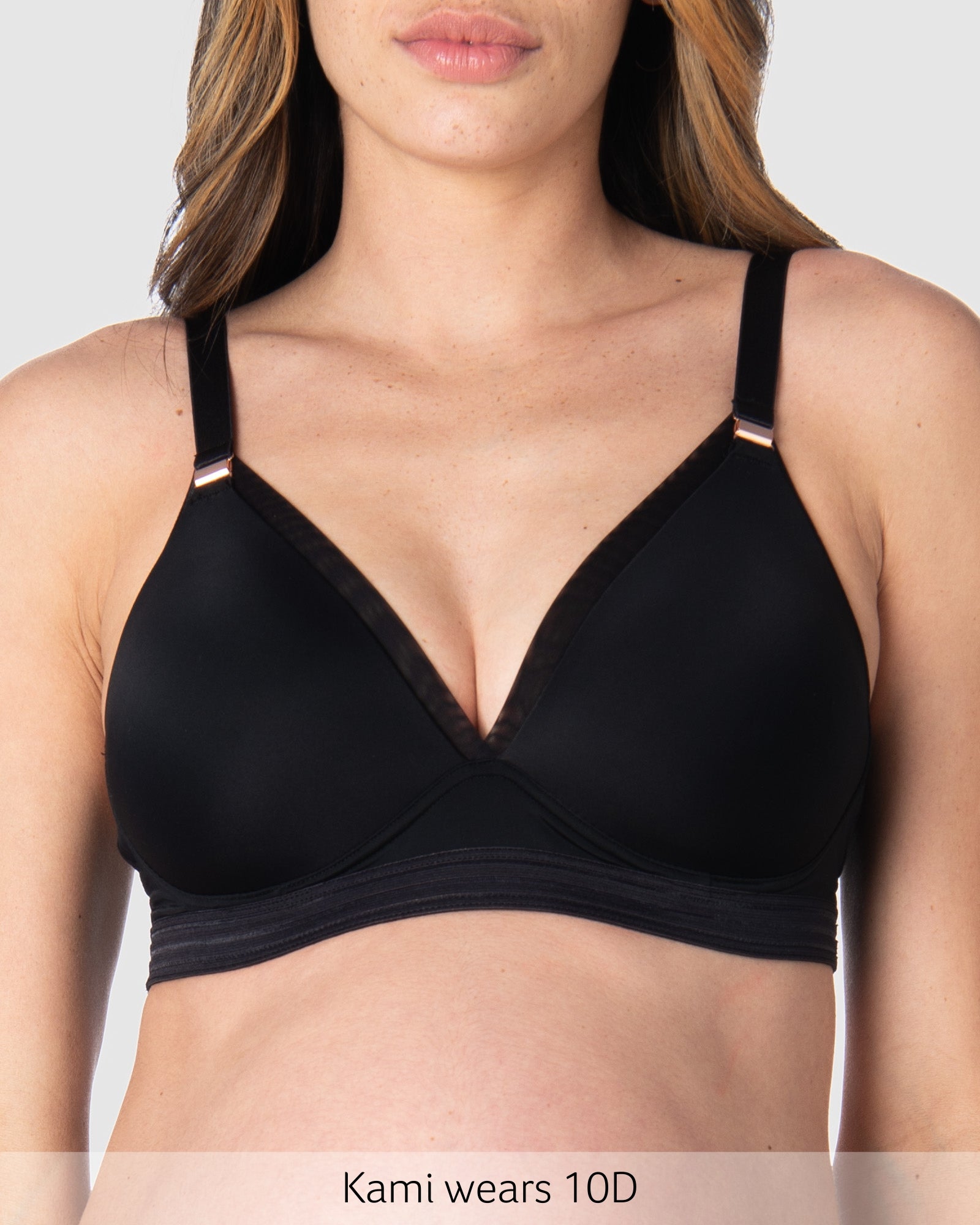 Close up of Ambition T-shirt Contour Nursing Bra in Black