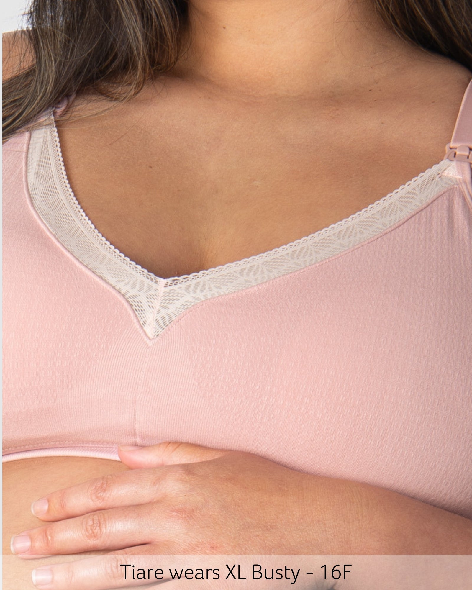 Close up of Caress Bamboo Wirefree Nursing Bra in Lotus