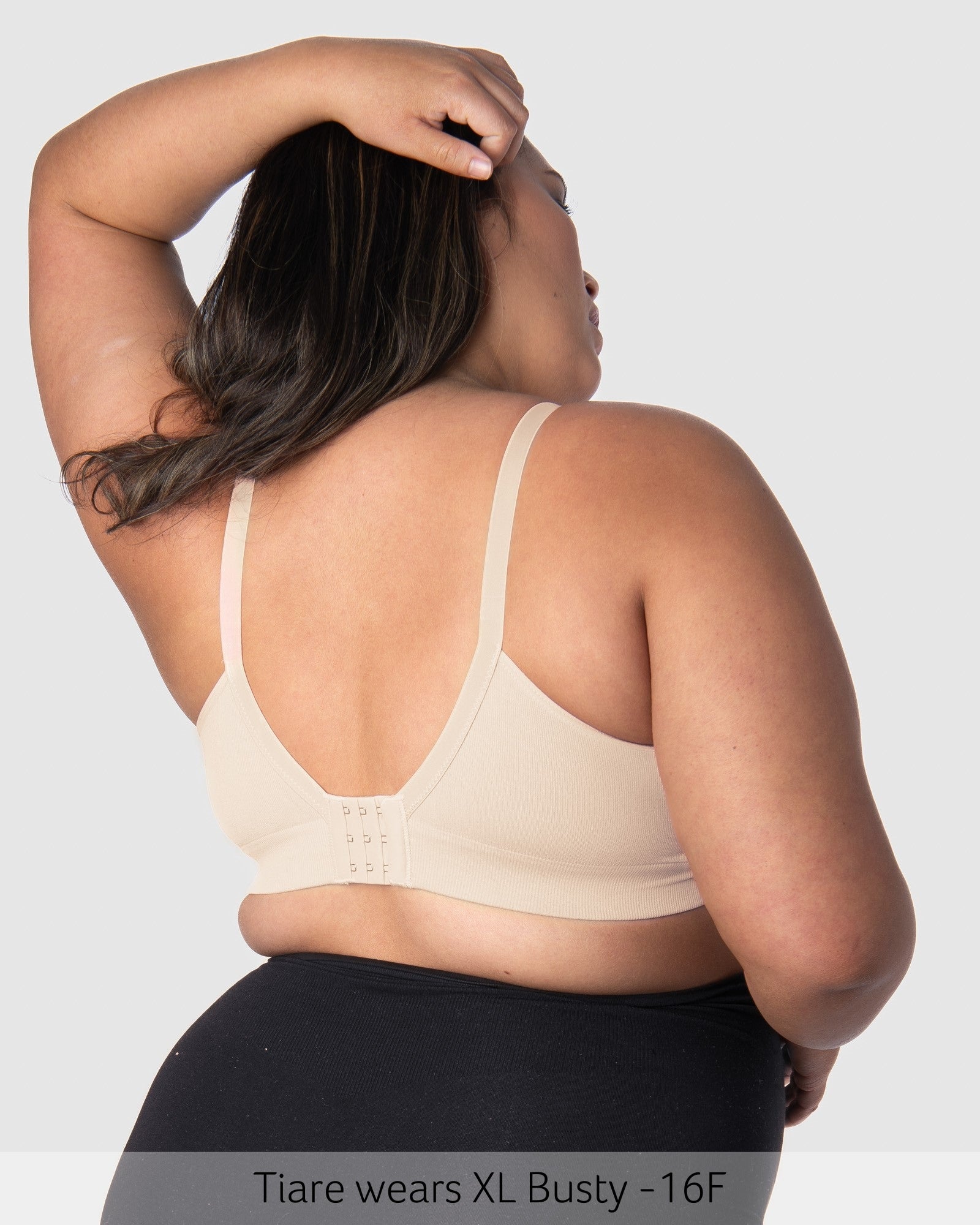 Back of Caress Bamboo Wirefree Nursing Bra in Oat