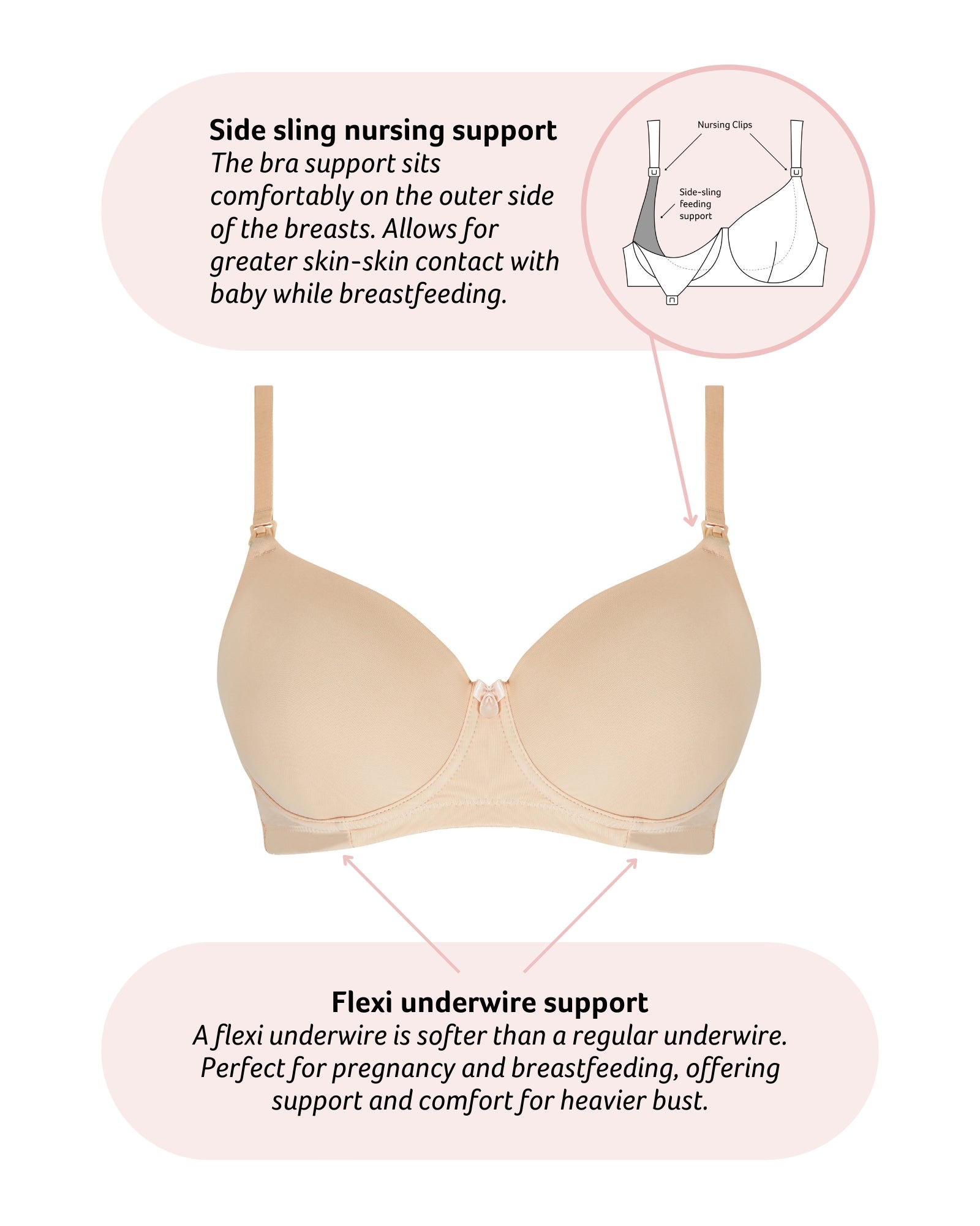 Technical features on Forever Yours Flexi Underwire T-Shirt Bra in Latte