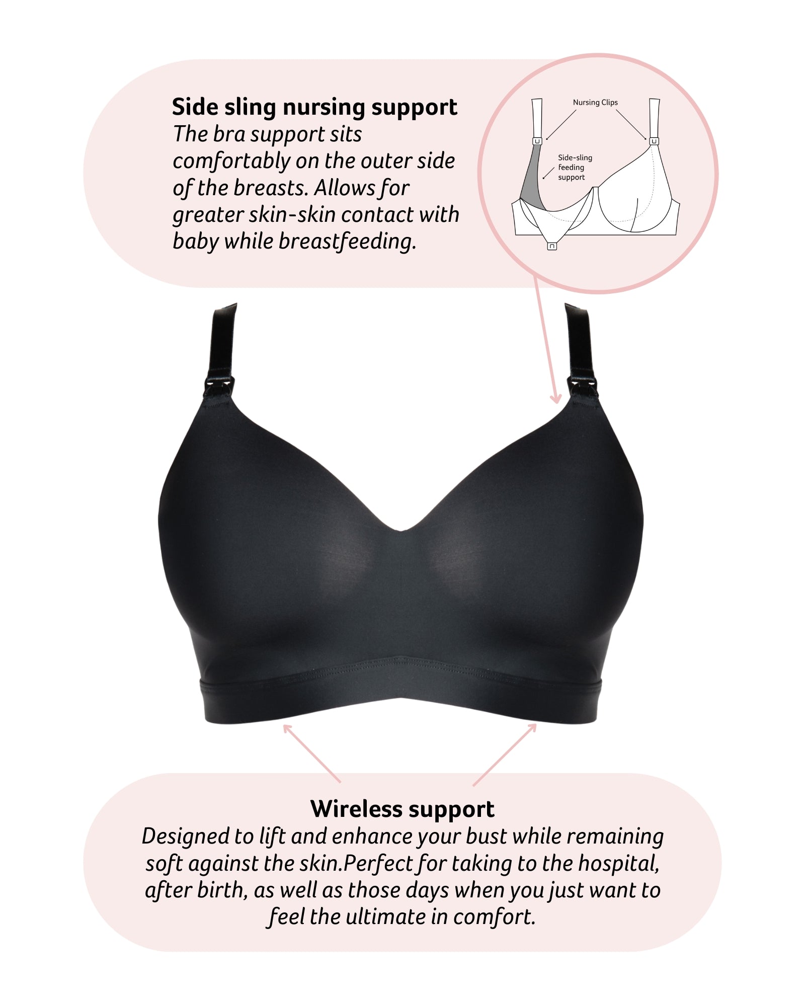 Technical features on IInfinite T-Shirt Nursing Bra - Black