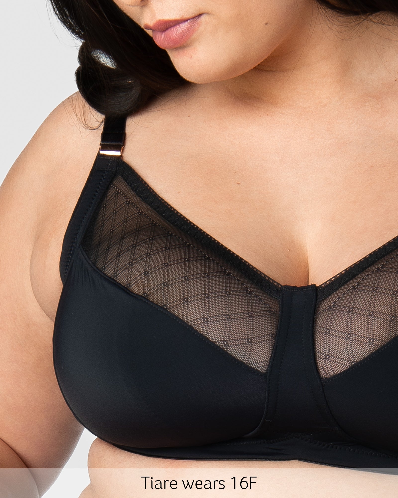 Close up of Lunar Eclipse Wirefree Nursing Bra in Black