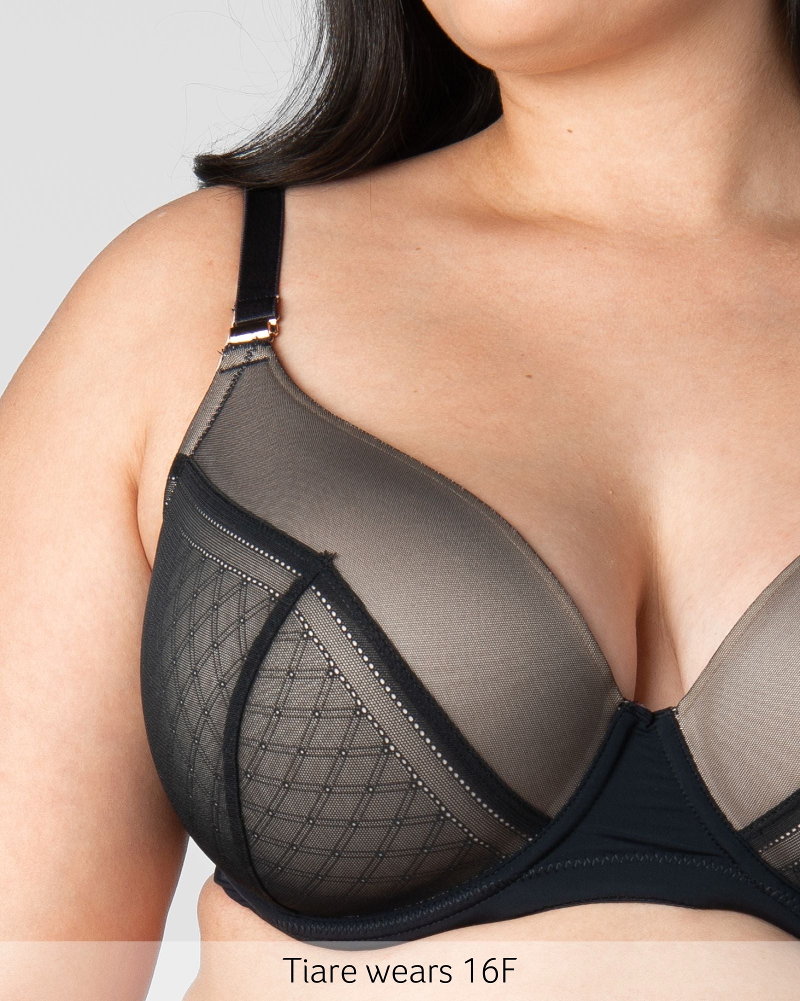 Close up of Lunar Plunge Flexi Underwire Contour Nursing Bra in Black