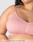 Close up of My Necessity Wirefree Busty Nursing Bra in Blush