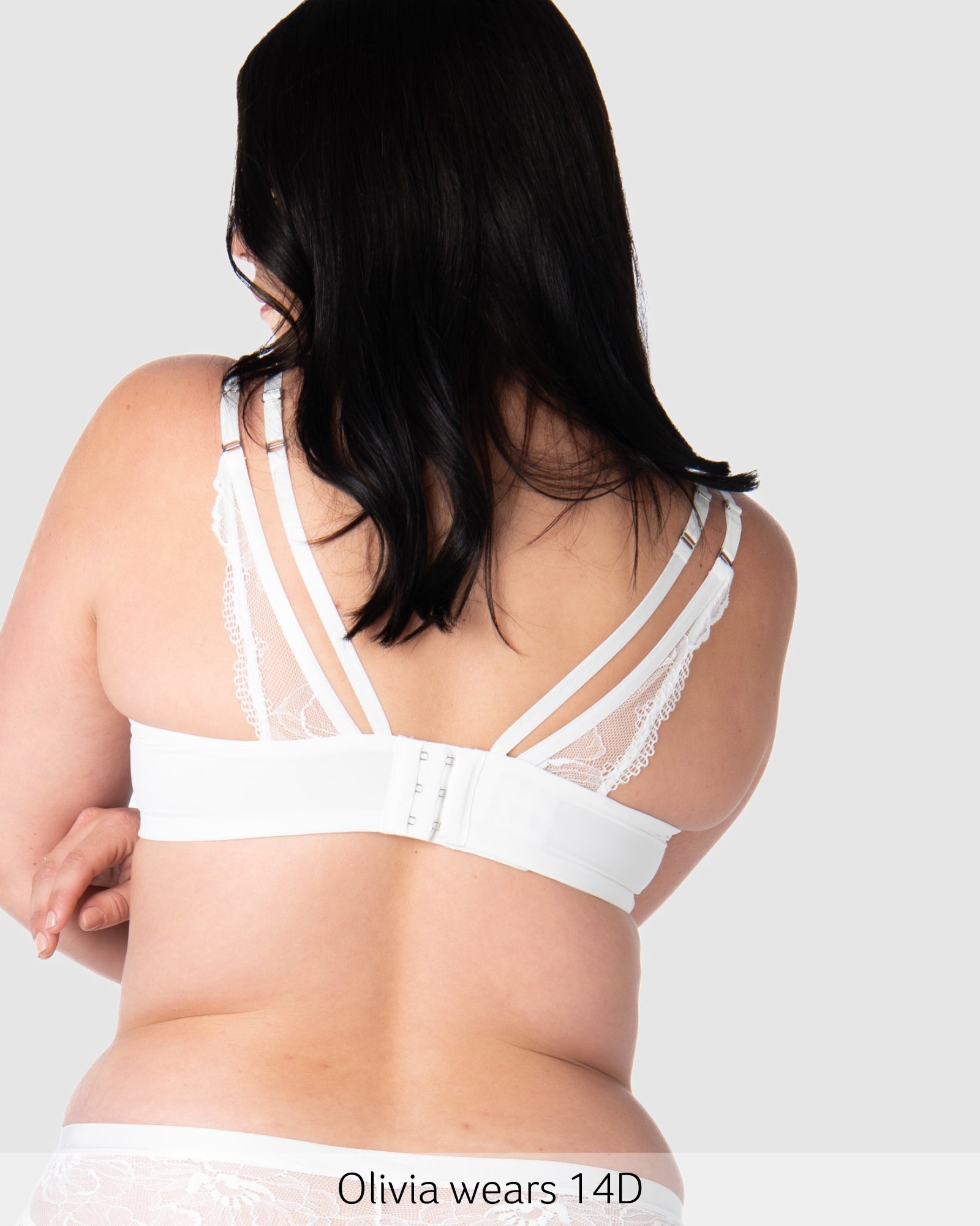 Back of True Luxe Flexi Underwire Nursing Bra in White