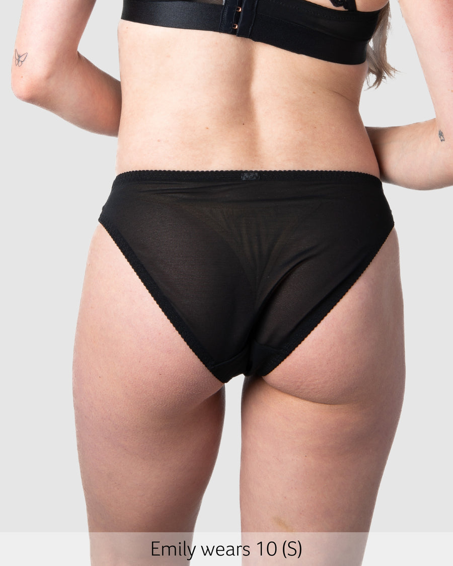 Back of Warrior Maternity Bikini Brief in Black