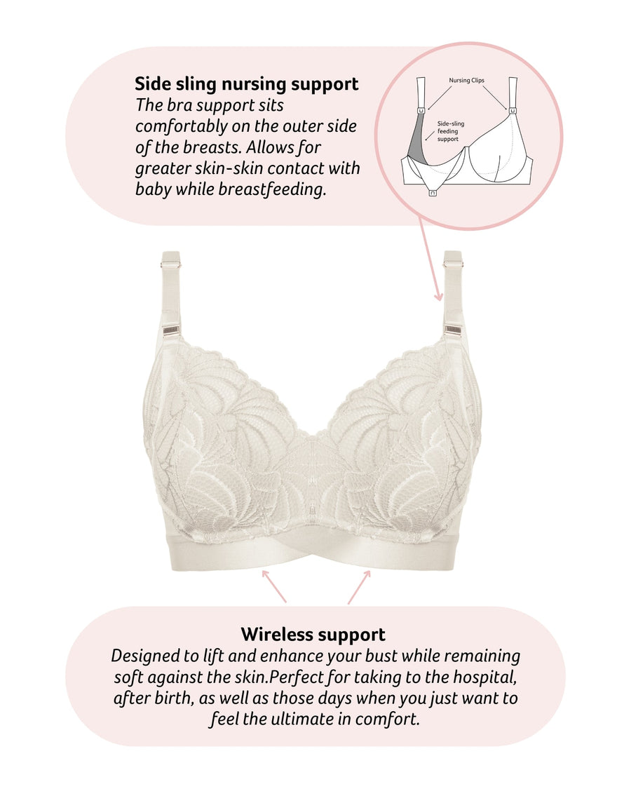 Technical Feature of Warrior Wirefree Soft Cup Nursing Bra in Ivory