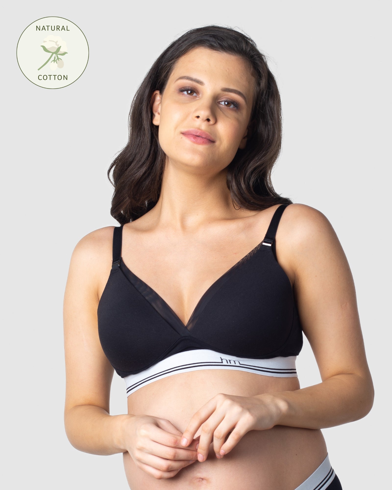 HOTMILK AU ICON COTTON BLACK T-SHIRT NURSING MATERNITY BRA - WIREFREE