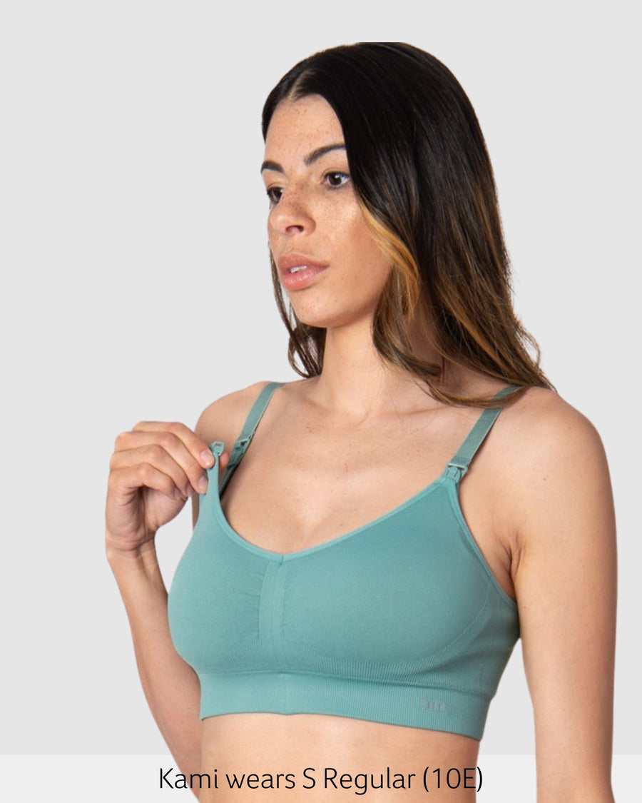 Nursing clip of My Necessity Multifit Sleep Nursing Bra in Jade