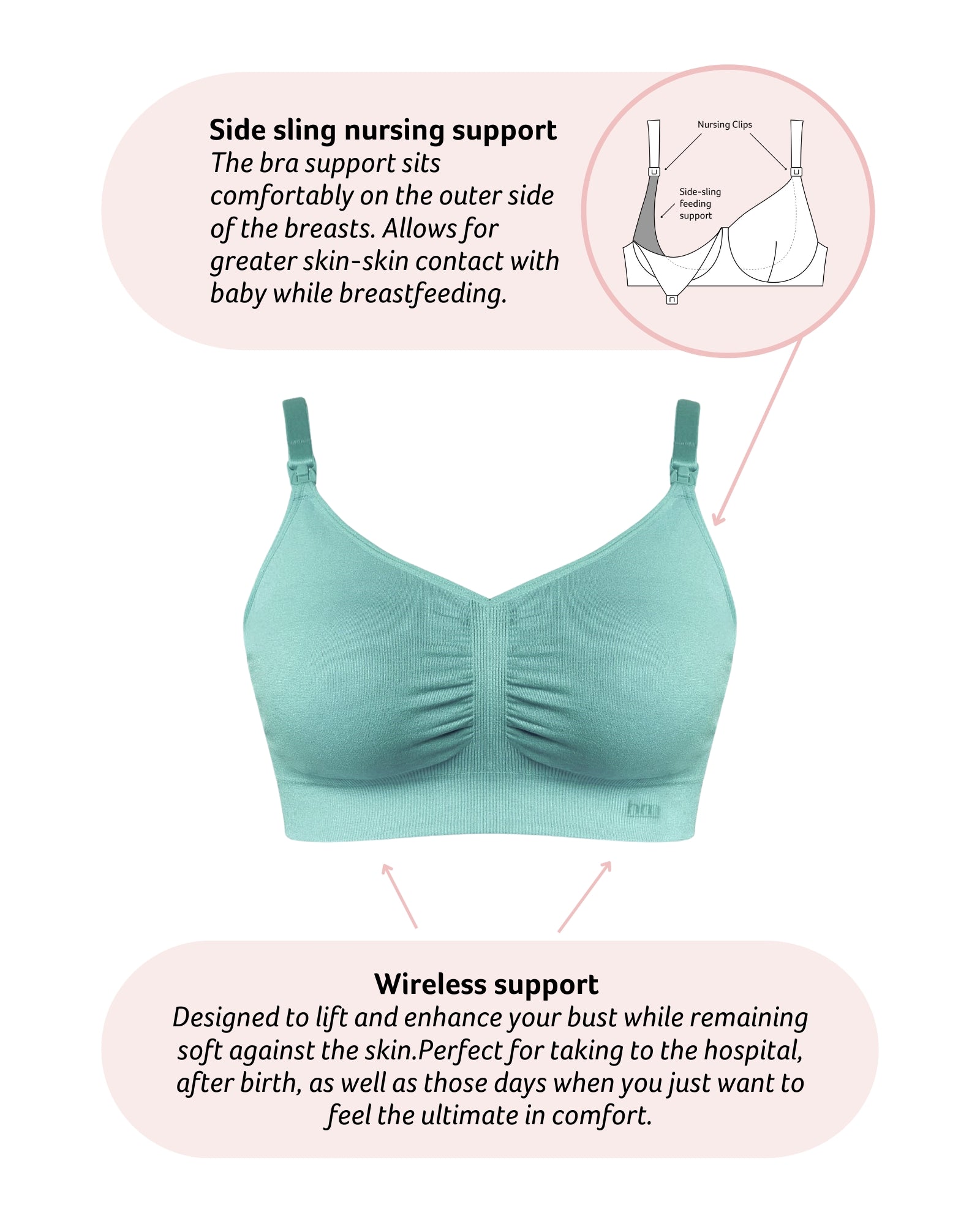 Technical features of My Necessity Multifit Sleep Nursing Bra in Jade