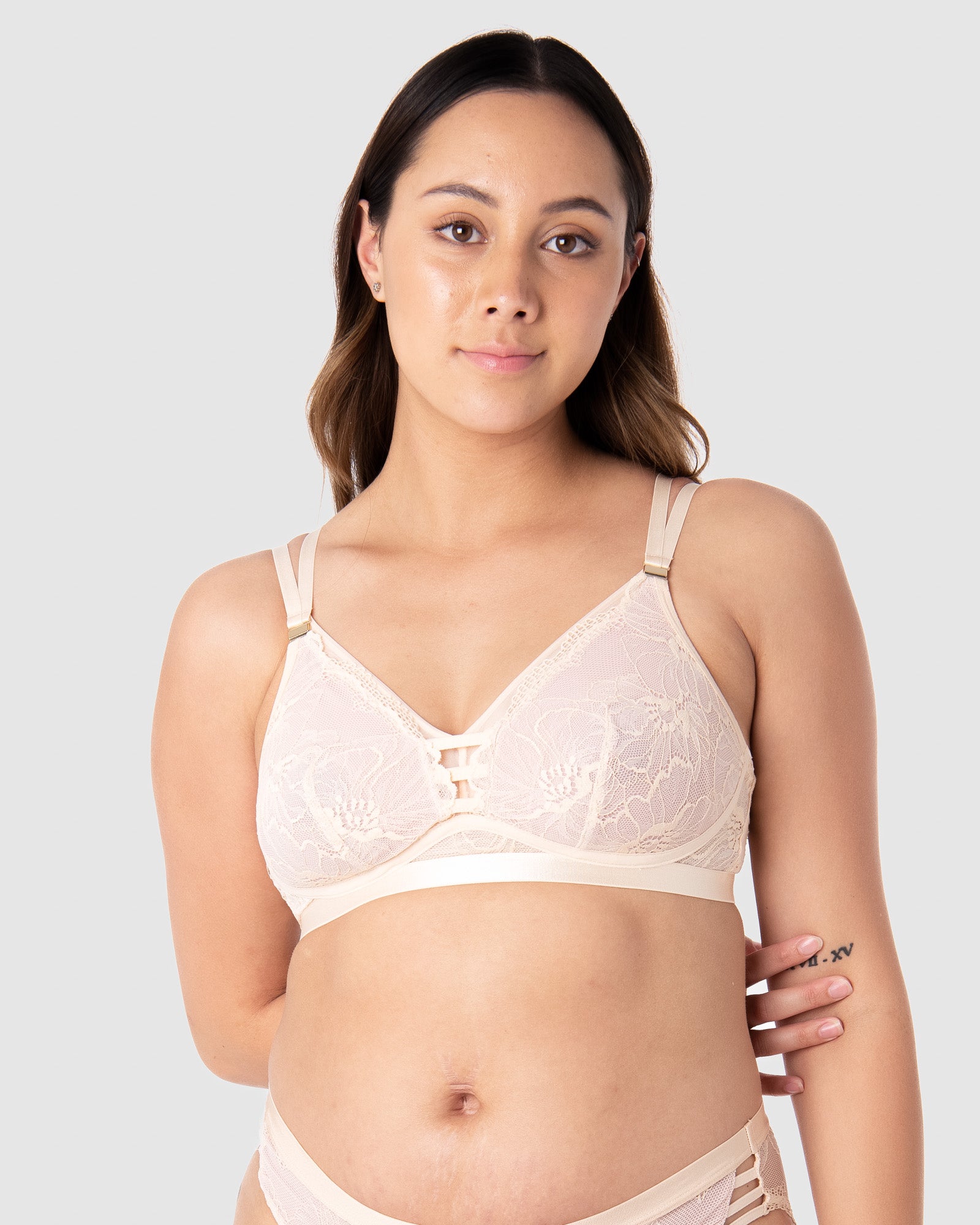 HOTMILK AUSTRALIA TRUE LUXE CAMEO MULTI-FIT NURSING MATERNITY BRA - WIREFREE MATCHED WITH TRUE LUXE MATERNITY CAMEO BIKINI BRIEF